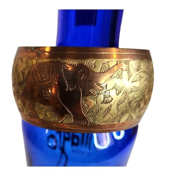 Handcrafted Vintage Brass & Copper Bangle Elephant & Flower Bangle Bracelet Wid - Picture 2 of 9